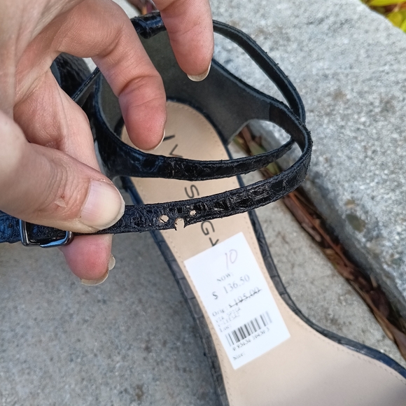 NWT Via Spiga Heels Shoes Size 10 Snake Skin Black Open Toe Sandals - Picture 10 of 10